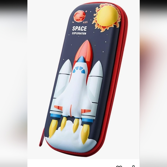 3D Space Exploration Rocket Pencil Case - Red and Blue - Picture 6 of 10